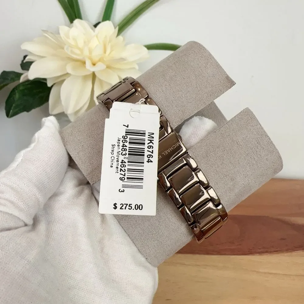 NWT Michael Kors Blair Chronograph‎ Brown Stainless Steel Watch MK6764